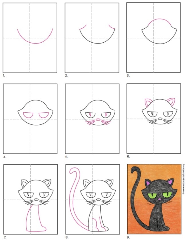 Backdate 2 Easy How To Draw A Cartoon Cat Tutorial And Cat Coloring Pages